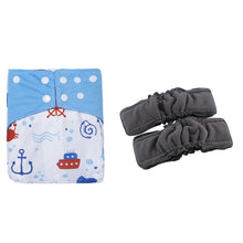 Load image into Gallery viewer, 3 Pack Reusable Waterproof Bamboo Charcoal One Size Pocket Cloth Diaper Insert Set