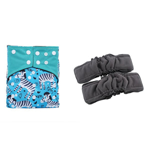 3 Pack Reusable Waterproof Bamboo Charcoal One Size Pocket Cloth Diaper Insert Set