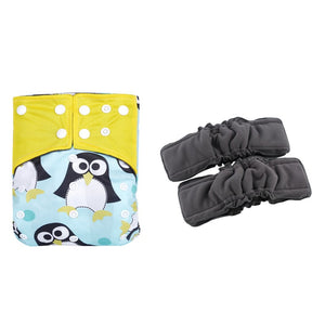 3 Pack Reusable Waterproof Bamboo Charcoal One Size Pocket Cloth Diaper Insert Set