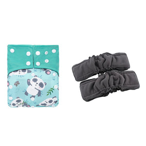 3 Pack Reusable Waterproof Bamboo Charcoal One Size Pocket Cloth Diaper Insert Set