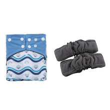 Load image into Gallery viewer, 3 Pack Reusable Waterproof Bamboo Charcoal One Size Pocket Cloth Diaper Insert Set