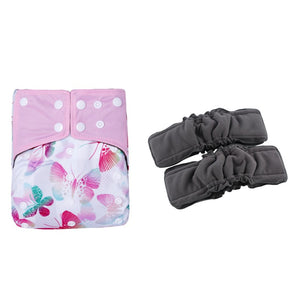 3 Pack Reusable Waterproof Bamboo Charcoal One Size Pocket Cloth Diaper Insert Set