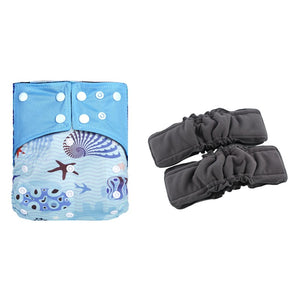 3 Pack Reusable Waterproof Bamboo Charcoal One Size Pocket Cloth Diaper Insert Set