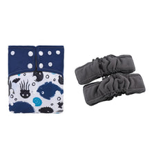 Load image into Gallery viewer, 3 Pack Reusable Waterproof Bamboo Charcoal One Size Pocket Cloth Diaper Insert Set