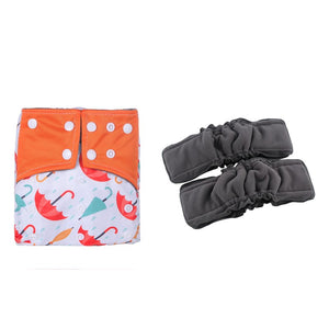 3 Pack Reusable Waterproof Bamboo Charcoal One Size Pocket Cloth Diaper Insert Set