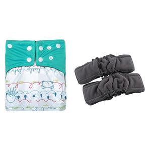 3 Pack Reusable Waterproof Bamboo Charcoal One Size Pocket Cloth Diaper Insert Set