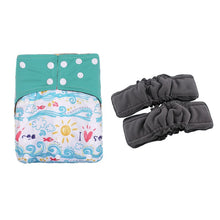 Load image into Gallery viewer, 3 Pack Reusable Waterproof Bamboo Charcoal One Size Pocket Cloth Diaper Insert Set